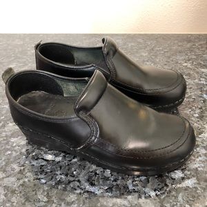 Dansko black leather clogs